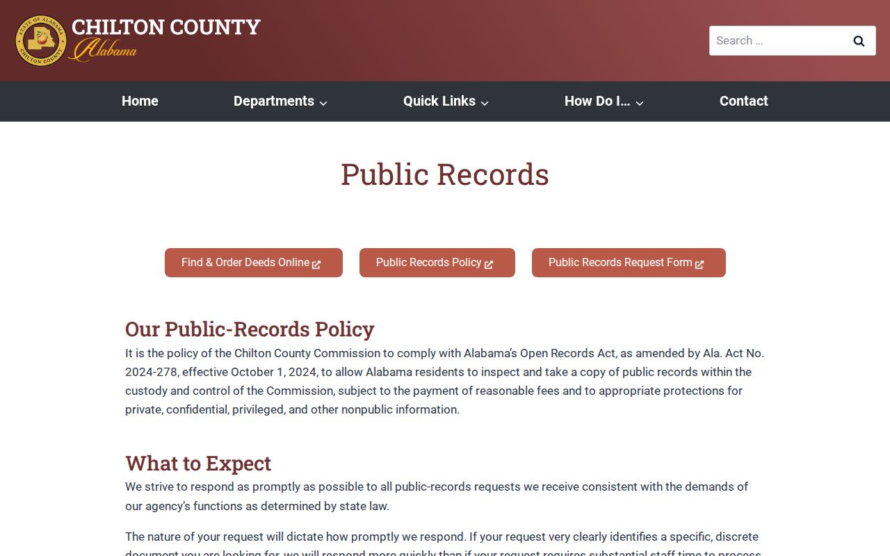 Chilton County court records public records policy