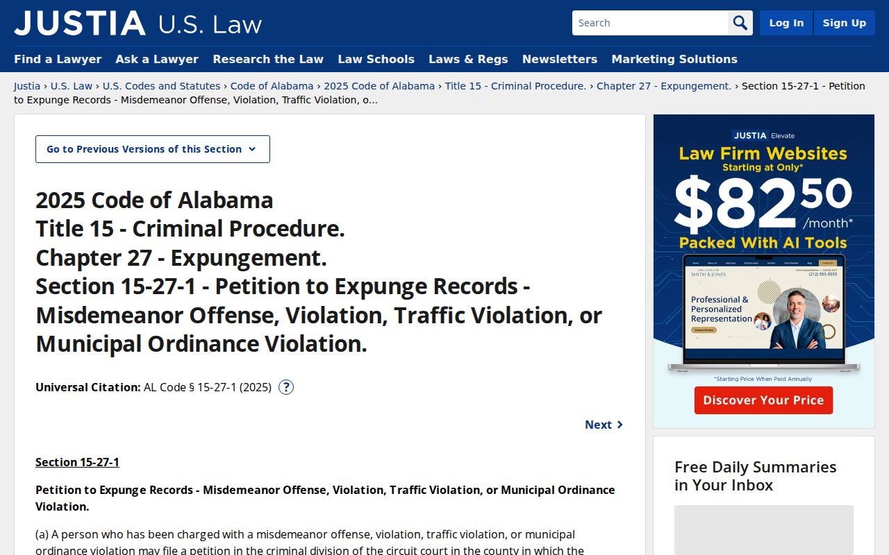 Chilton County criminal court records misdemeanor expungement statute
