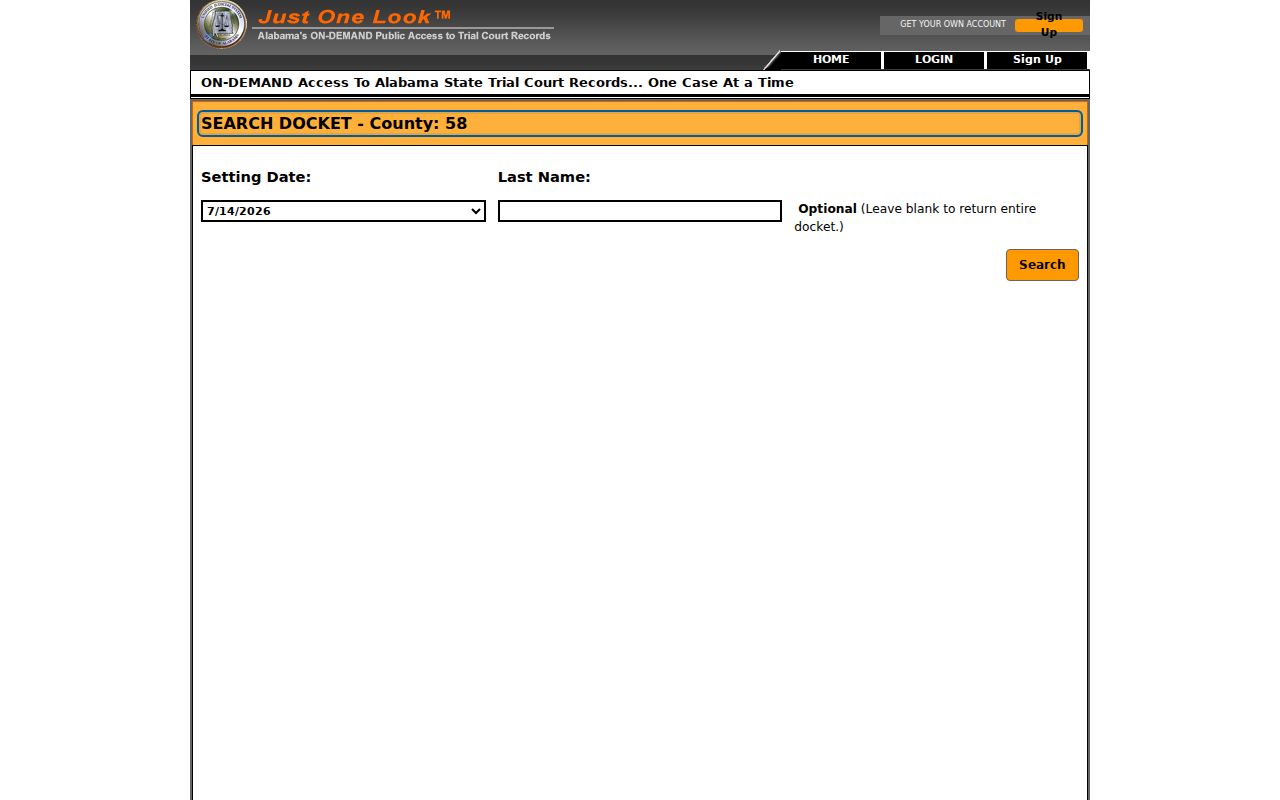 Chilton County court records Alacourt Access search page