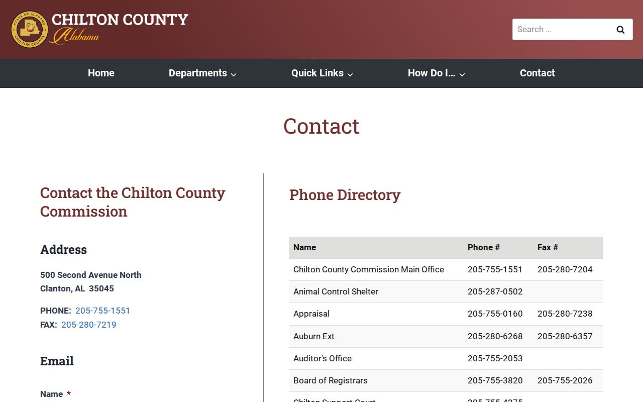 Chilton County court records contact directory